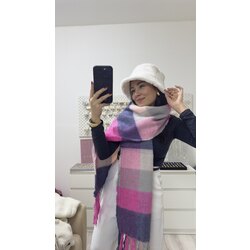 Pofuduk kareli pinterest şal | pembe karışımlı