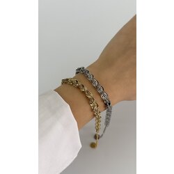 kabartmalı iç içe zincir bileklik /ÇELİK