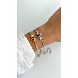 Opal kanatlı kalp bileklik |ÇELİK