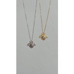 love opal taşlı kanatlı kolye |ÇELİK