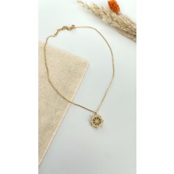 Gold taşlı dümen kolye /ÇELİK