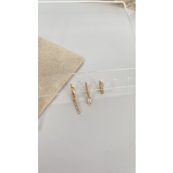 Üçlü baget sarkıt küpe seti /ALTIN KAPLAMA