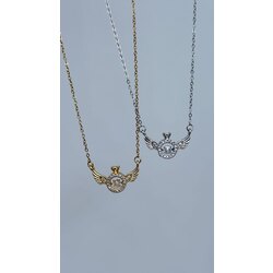 tek taş melek kanadı kolye /ÇELİK