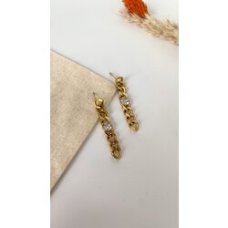 Gold taş detaylı zincir sarkır küpe /ÇELİK
