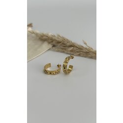 Gold kabartmalı yılan halka küpe/ÇELİK 