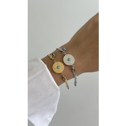 mavi boncuklu italyan zincir bileklik/ÇELİK