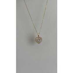 Gold kristal çerçeveli love kolye/ÇELİK