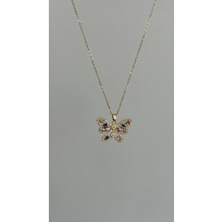 Gold mix renkli kelebek kolye/ÇELİK