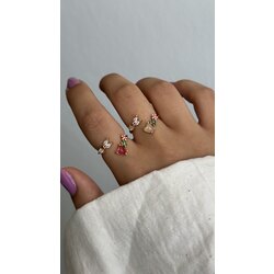çiçekli dal kalpli yüzük /ALTIN KAPLAMA