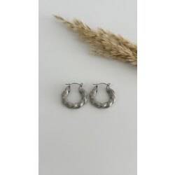 Silver örgü halka küpe /ÇELİK
