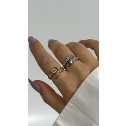 Baget taşlı kemer yüzük/ALTIN KAPLAMA