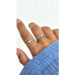 ikili minik taş detaylı yüzük/ALTIN KAPLAMA