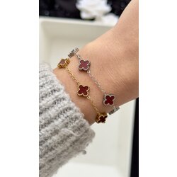 Bordo mini yonca bileklik |Çelik