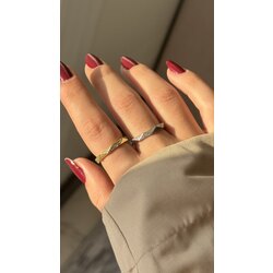 Minimal köşeli yüzük |Altın kaplama