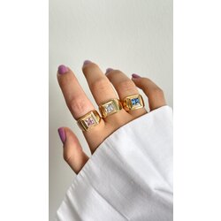kare taş yüzük /ALTIN KAPLAMA