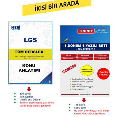 LGS MEBİ Tüm Dersler Konu Anlatımı + Yazılı Seti