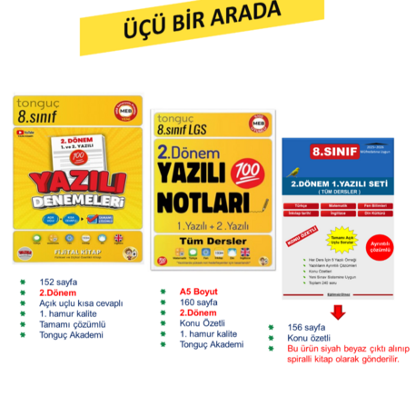 8.Sınıf 2.Dönem yazılı Hazırlık kitapları - 3 Kitap