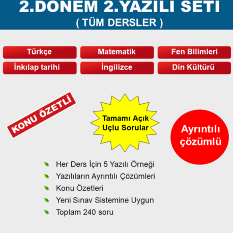 8.Sınıf 2.Dönem 2.Yazılı Seti - Tamamı Renkli