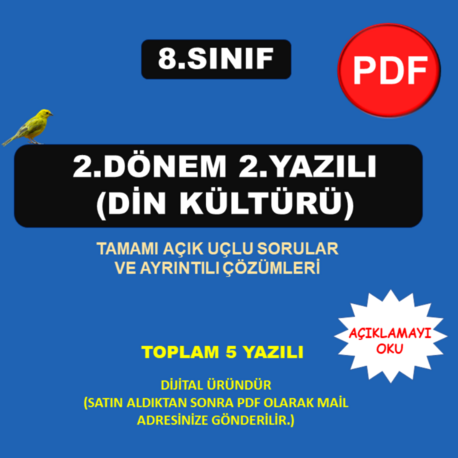 8.Sınıf 2.dönem 2.Yazılı - Din Kültürü(PDF)