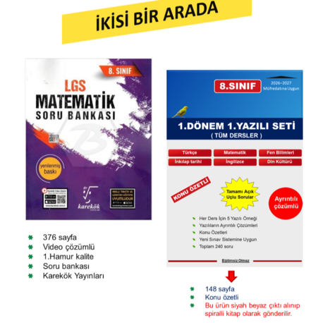 8.Sınıf Matematik Soru Bankası + Yazılı Seti