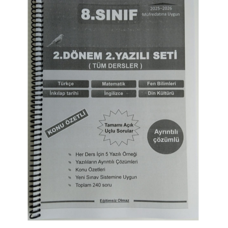 8.Sınıf 2.Dönem 2.Yazılı Seti - PTT Kargo