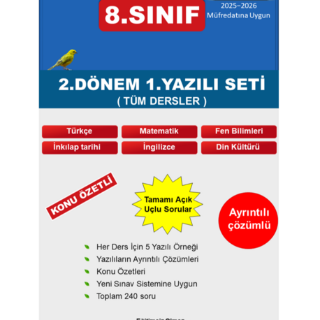 8.Sınıf 2.Dönem 1.Yazılı Seti - MNG Kargo