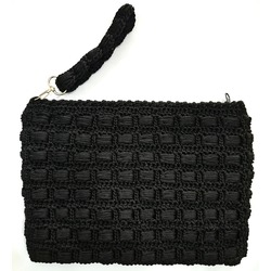 Kabartma Desenli Siyah Clutch Çanta