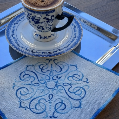 ebruli mavi temalı kokteyl peçete 2li