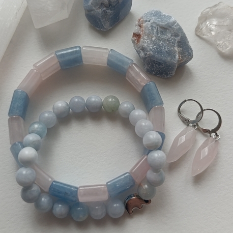 İlahi Şifa Pembe Kuvars & Aquamarine 