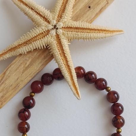 (Carnelian Agate) Kırmızı Akik & Hematit Bileklik 