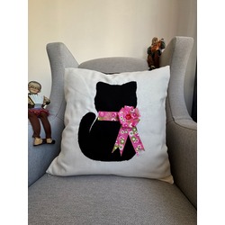 3 BOYUTLU KEDİ TASARIMLI YASTIK KILIFI