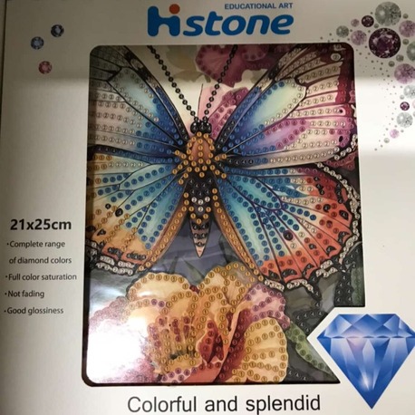 5D Yapışan Boncuk Goblen Mozaik Tablo Pano 21*25 cm ÇİÇEK KELEBEK