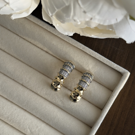 Kıvrımlı Spiral Küpe - Gold Silver