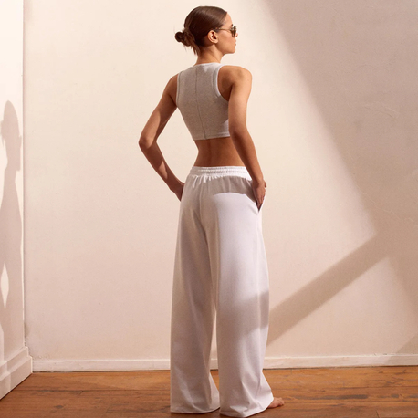Dilvin dikiş detaylı crop top - GRİ MELANJ