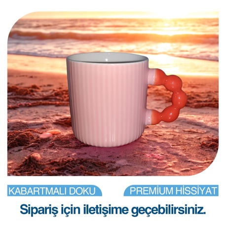 Pembe gövdeli turuncu saplı kupa bardak