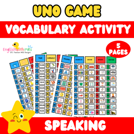 Uno Game Speaking & Vocabulary Activity (Uno Oyunu Konuşma & Kelime Etkinlik Sayfaları)