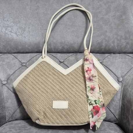 beach bag Krem Hasır desen