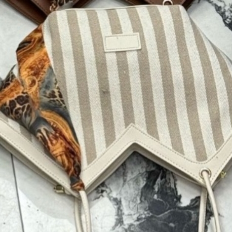 beach bag Krem Vizon çizgi desen