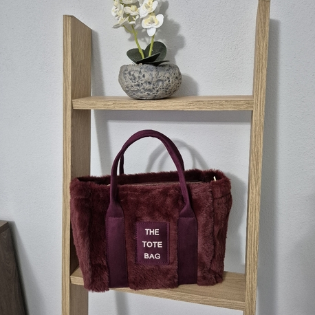Tote Bag Peluş Bordo