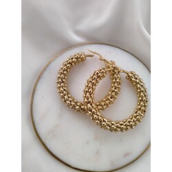 Çelik Topçuklu Gold Küpe 