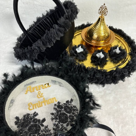 Black Elegance – Henna Set und Braut Tamburin in Schwarz|  EW-292657