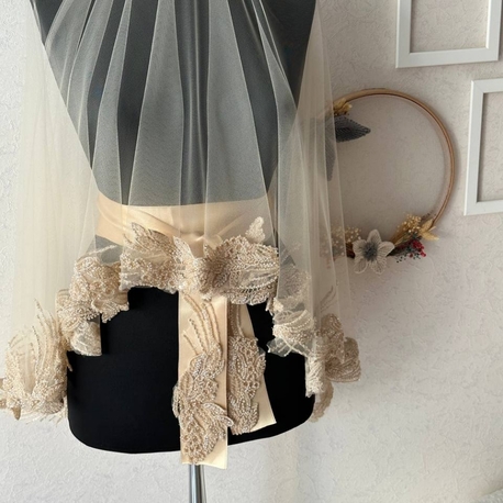 Brautschleier-Set aus französischer Guipure-Spitze | EW-293626
