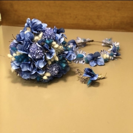 Personalisierter Brautstrauß+Ansteckblume+Brautkrone | EW-292899