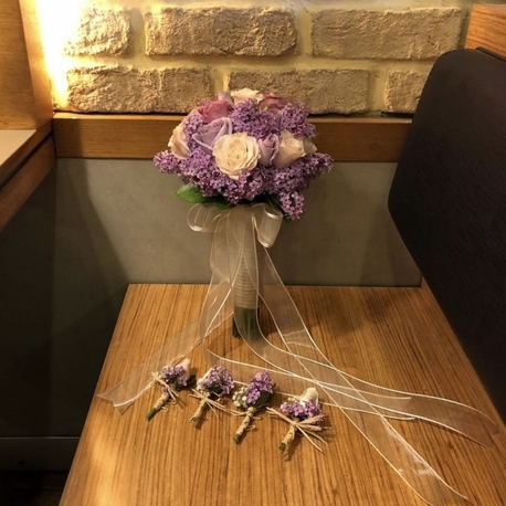 Personalisierter Brautstrauß+Ansteckblume+Brautkrone | EW-292890
