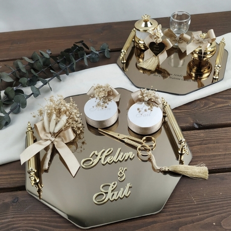 Spiegelmodell Verlobungs- und Versprechenstablett-Set | EW-292750