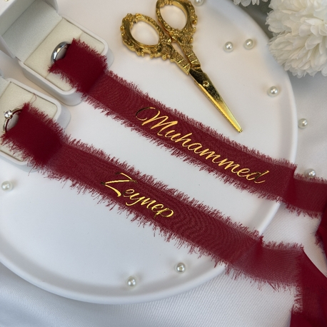 Personalisierte Satin-Seiden-Schleife für Verlobung/Hochzeit, 1 mt | EW-292969