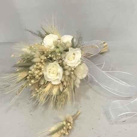 Personalisierter Brautstrauß+Ansteckblume+Brautkrone | EW-292892
