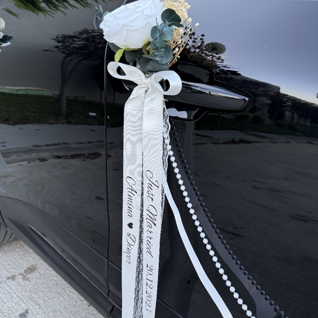 4 personalisierte Auto-Türdekorationen mit Blumen und Schleifen | EW-292968
