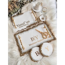 Verlobungs- und Heiratsantrags-Tablett-Set im Epoxidstein-Design | EW-292998