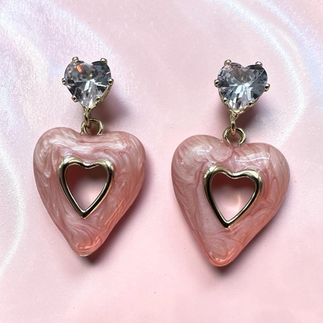 PİNK HEART KÜPE